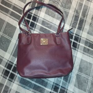 Liz Claiborne Textured Purple Faux Leather Shoulder Bag